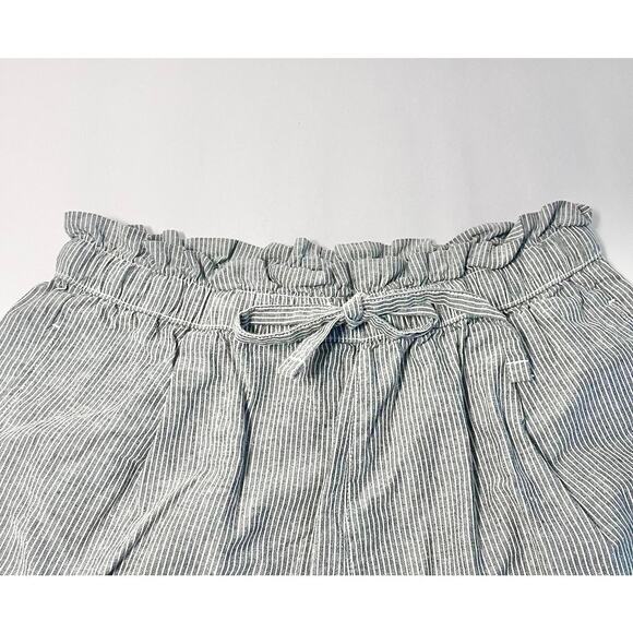 Uniqlo Striped White and Grey Linen Cotton Blend Pull-on w/Cord Shorts sz. S - Picture 4 of 6